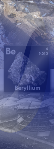 Image of the element and peridic table entry for beryllium